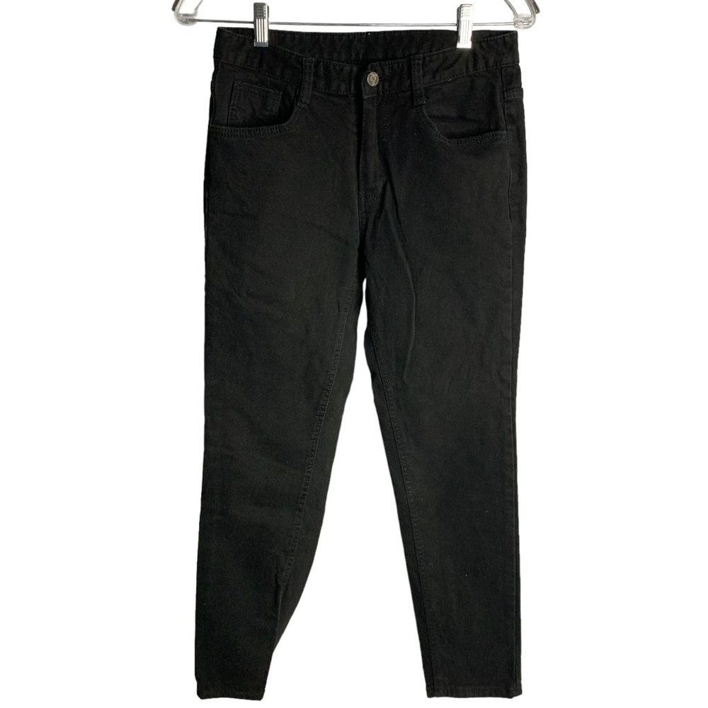 Some D Denim Mid Rise Skinny Jeans 28 Black Cropped Button Zip Pockets